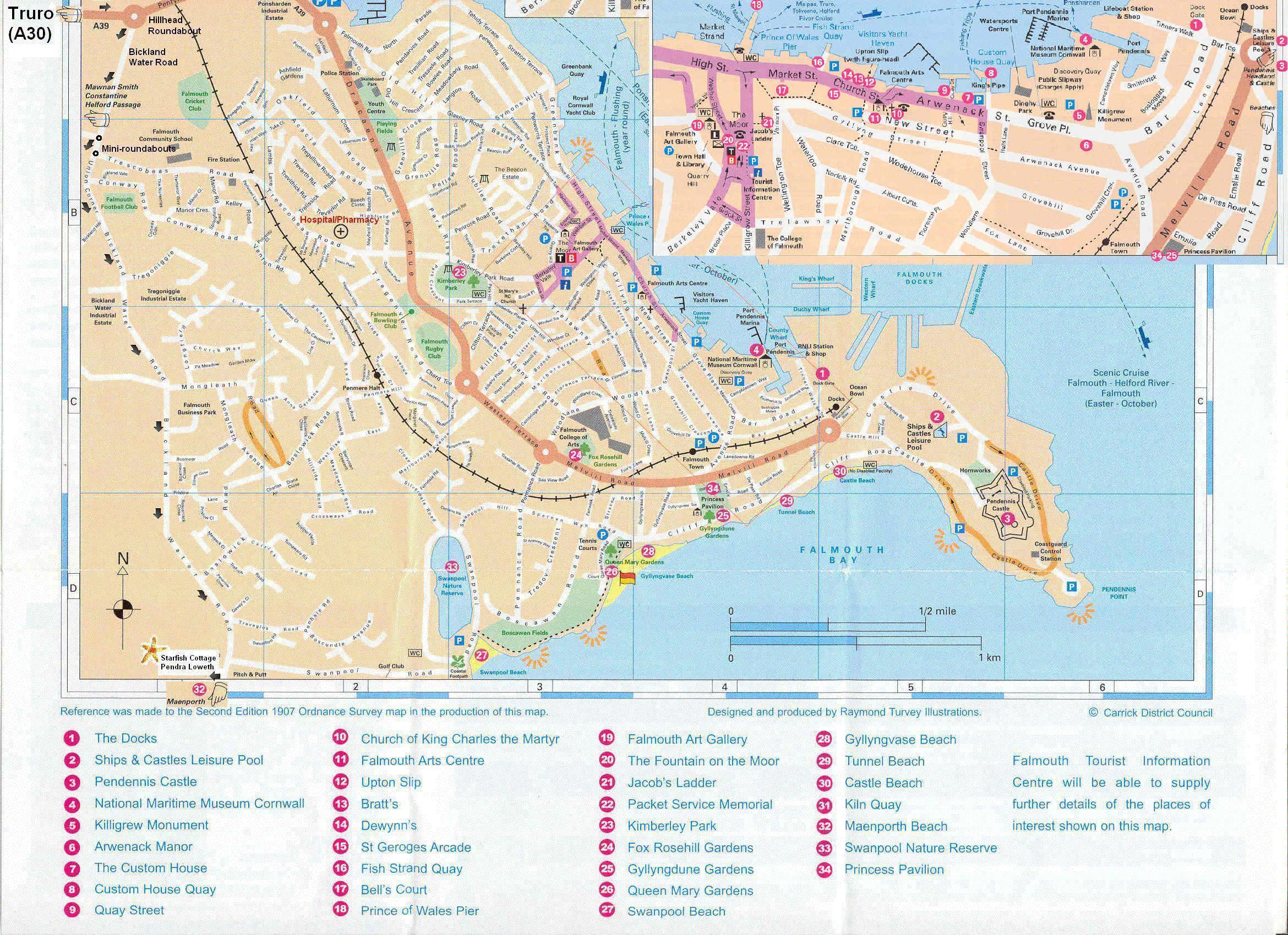 Falmouth Cornwall Street Map